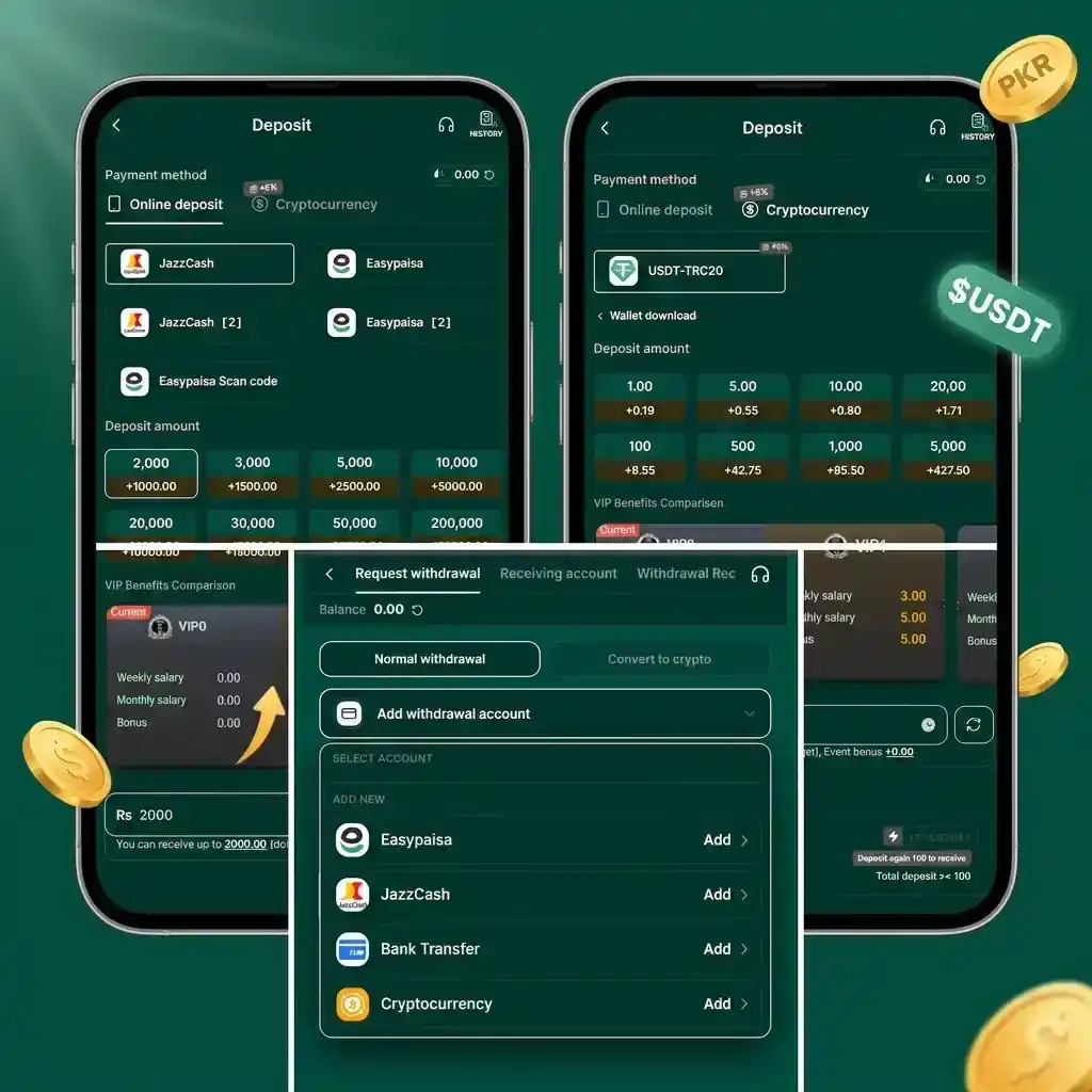 PKRupees Game Deposit and Withdrawal Interface with EasyPaisa and JazzCash